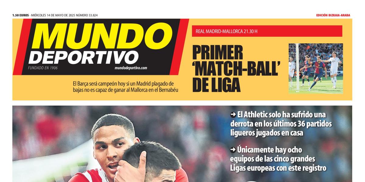 Today's cover of the Bizkaia-Araba edition of Mundo Deportivo